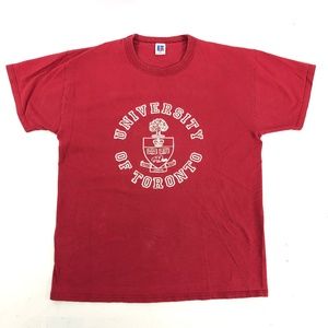 Vintage Shirts University Of Toronto L Tshirt Crest Red Vtg Usa